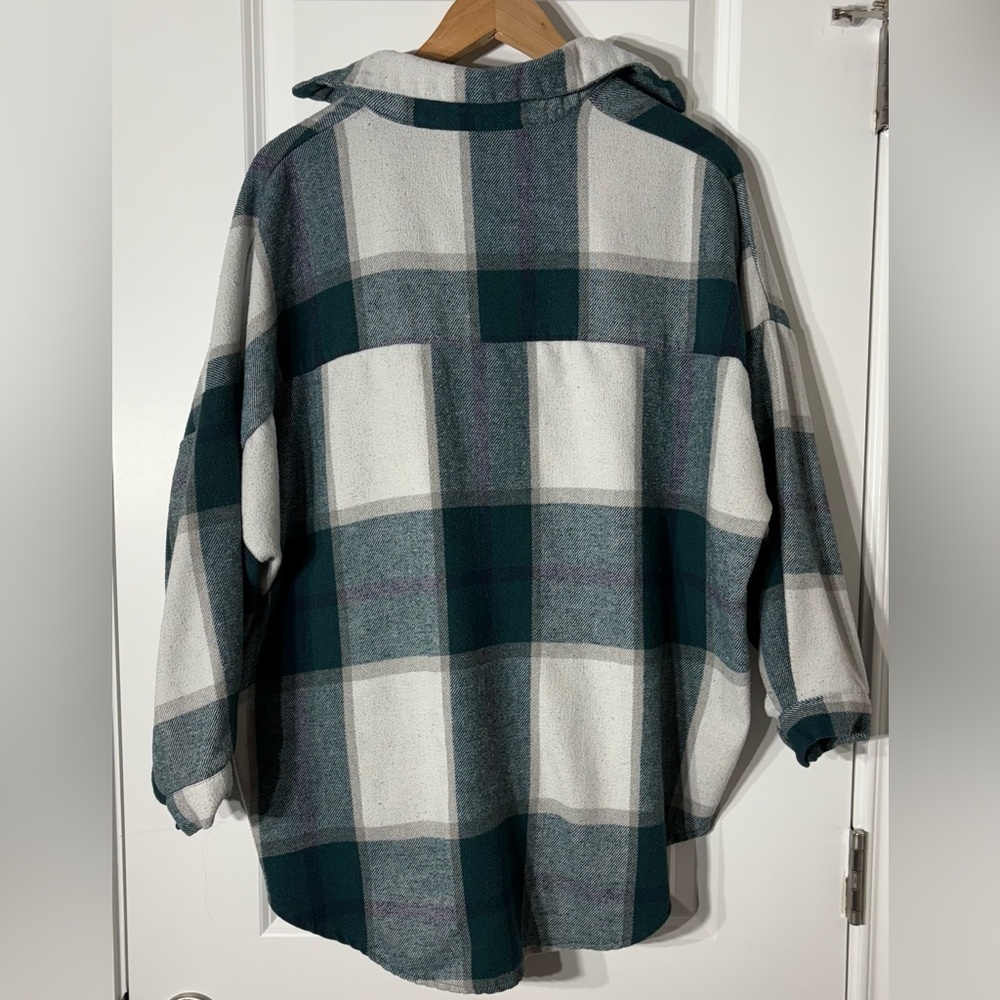 Green and Gray Plaid Button-Up Shirt - Picture 2 of 4